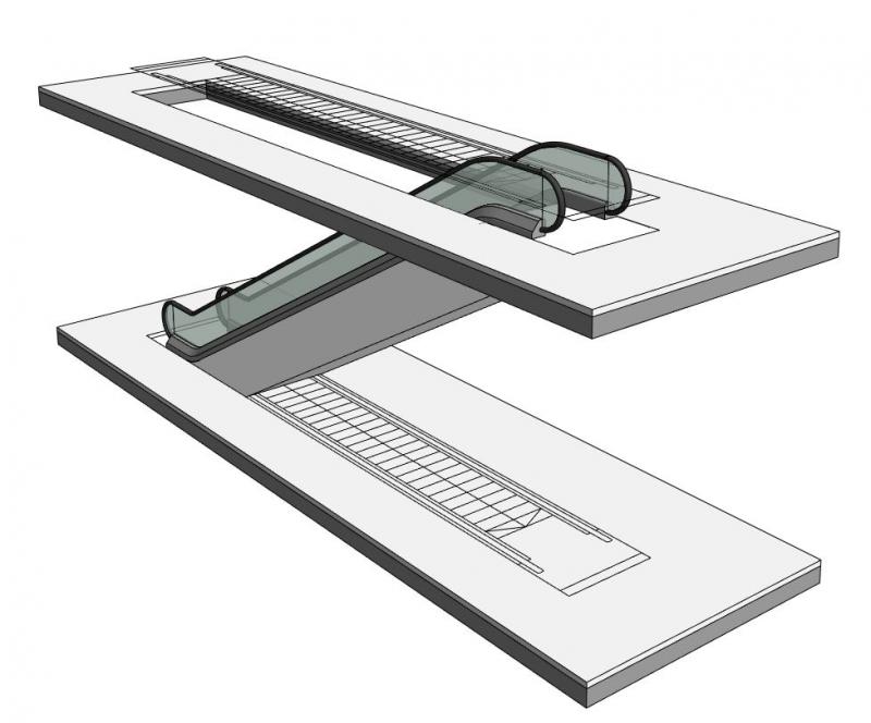 Rolltreppe mit 2D-Symbol